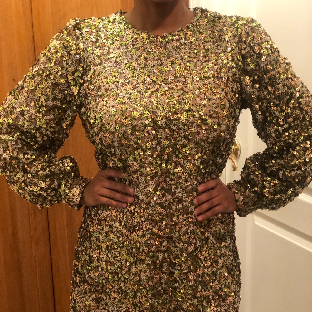 Gold sequined Mini-dress by Zara.
